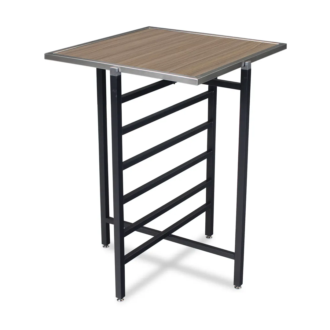 Forbes Industries 7064L-24 EcoFlex Fiji Square Folding Table, 30" x 30" x 24"H, Textured Black Steel, Laminate Top, Corner Mount