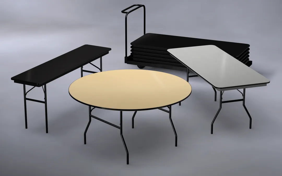 Forbes Industries ABS60RDBE-SWGL 60" Round Folding Table, ABS Plastic Surface, 30"H, 3/4" Plywood Frame, Heavy-Duty Steel Legs