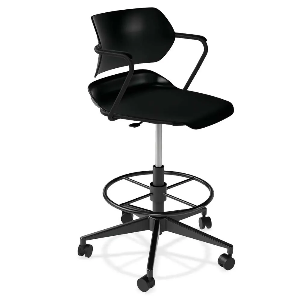 Forbes Industries AS015A12H## Acton Caster Base Task Stool, Plastic Back & Seat, Arms with Arm Caps, Caster Base