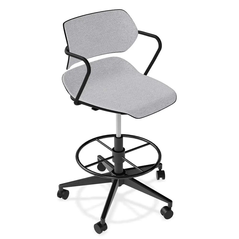 Forbes Industries AS105A14H## Acton® Upholstered Bar Stool with Arms, Caster Base, Soft Caster Brake