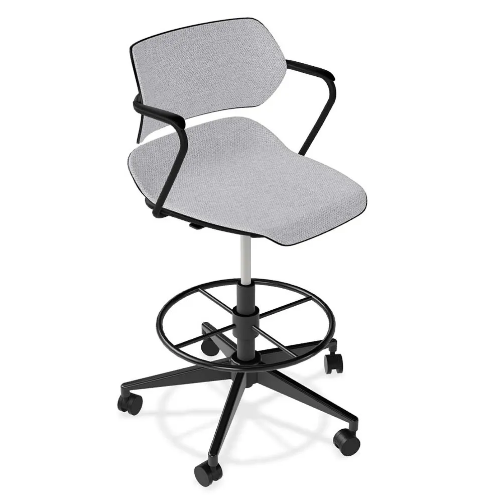 Forbes Industries AS115A13H## Acton Task Stool, Upholstered Back & Seat, Arms with Arm Caps, Hard Caster Base