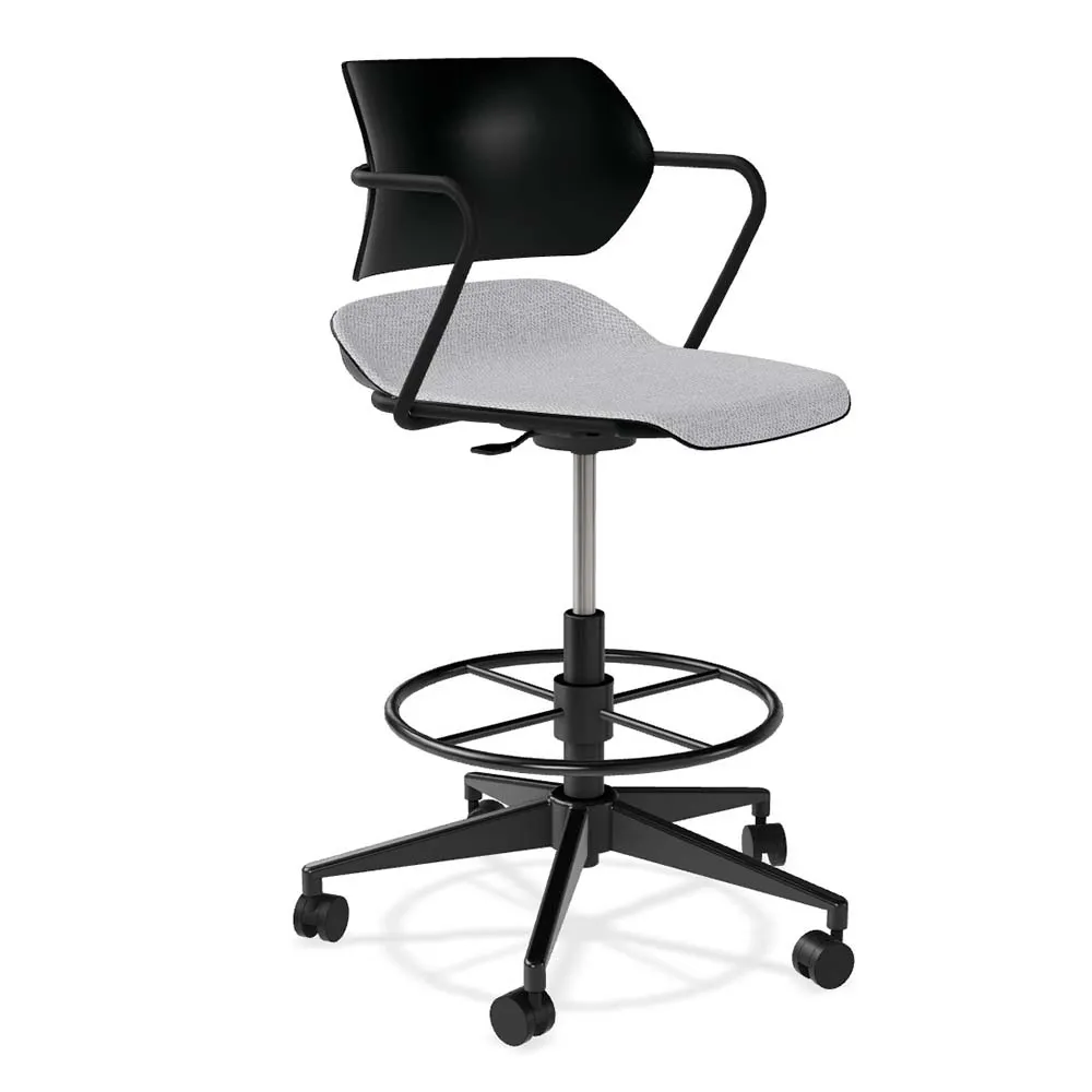 Forbes Industries ASP05A12H## Acton Task Stool, Upholstered Seat, Arms, Caster Base, Soft Caster