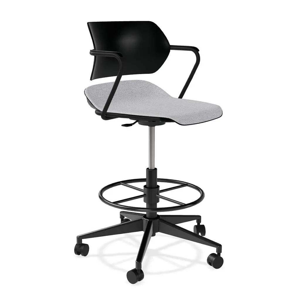 Forbes Industries ASP15A14H## Acton Task Stool, Upholstered Seat, Arms with Arm Caps, Soft Caster with Brake