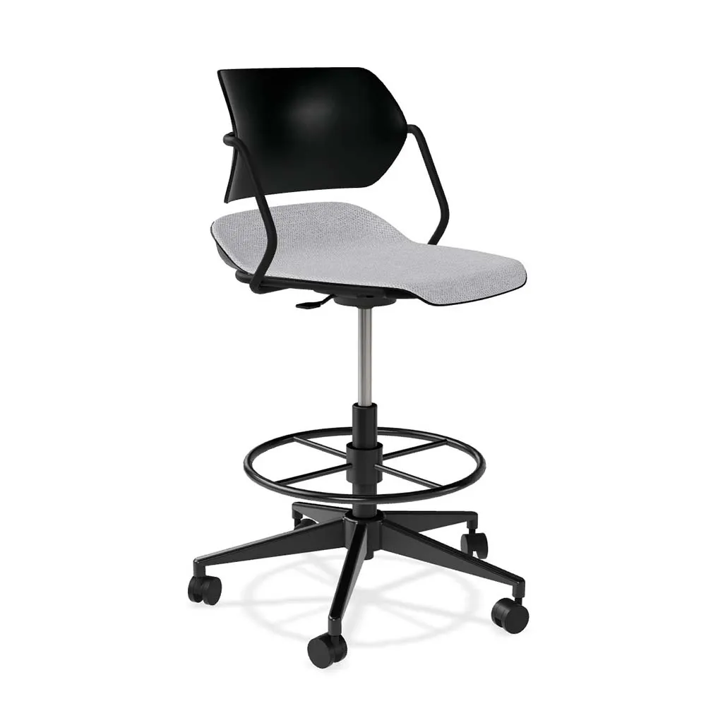 Forbes Industries ASP25A12H## Acton® Armless Upholstered Seat Task Stool with Caster Base, Soft Caster, Plastic Back