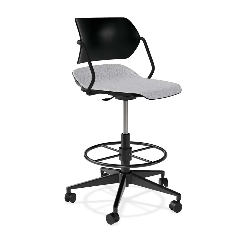 Forbes Industries ASP25A13H## Acton® Armless Upholstered Task Stool with Caster Base, Plastic Back, Hard Caster
