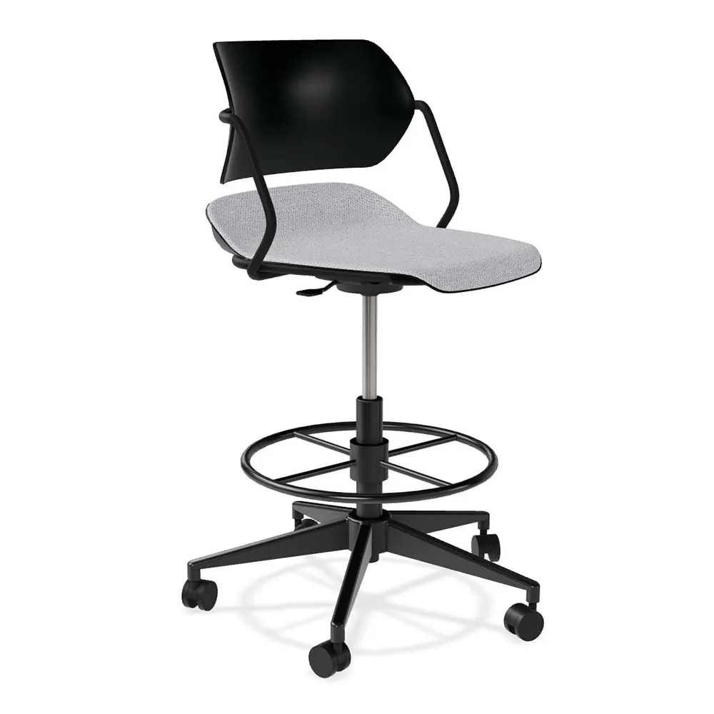 Forbes Industries ASP25A14H## Acton Armless Upholstered Task Stool with Caster Base, Plastic Back, Soft Caster with Brake