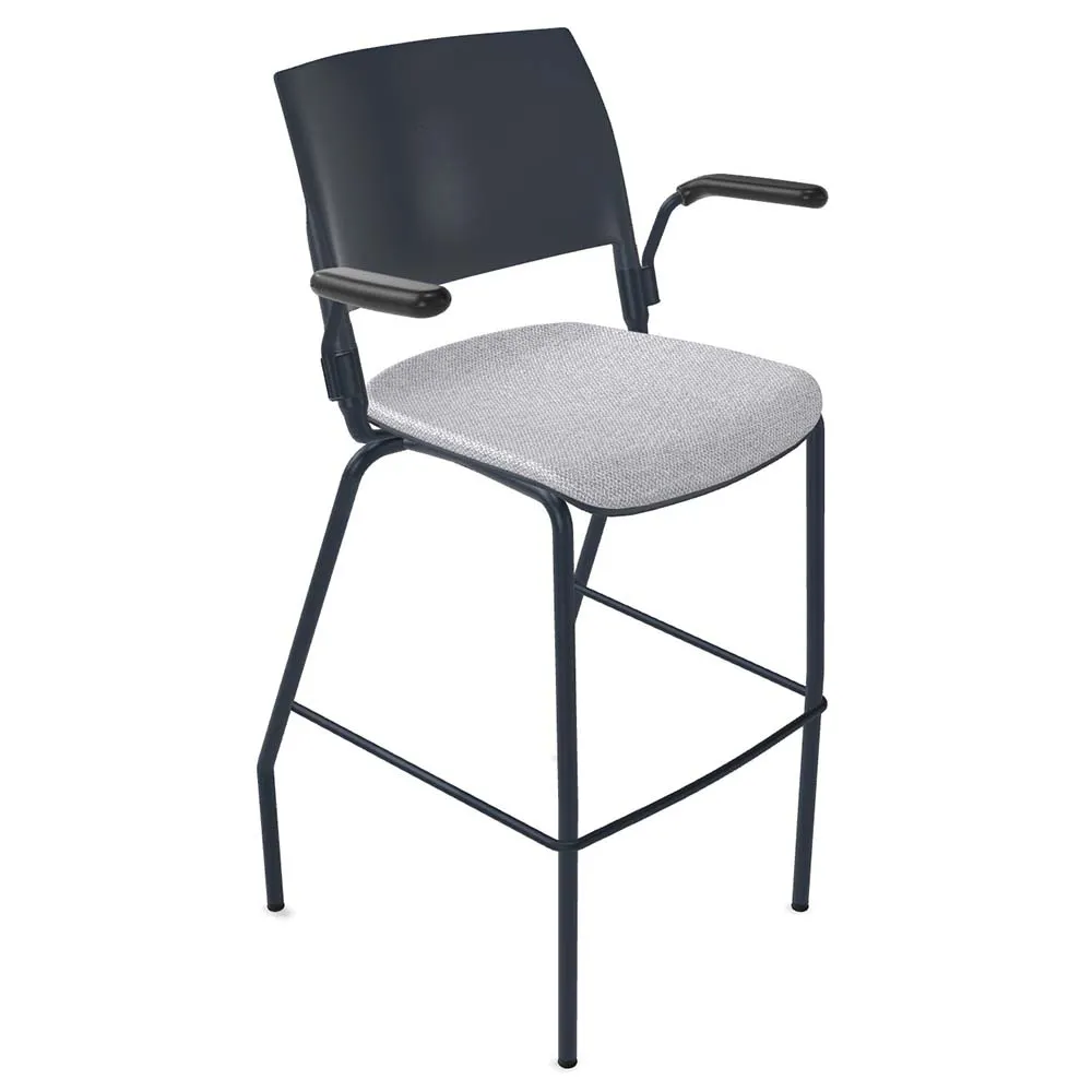Forbes Industries FGC10###### NIMA™ Four Leg Bar Height Chair with Arms, Plastic Back, Upholstered Seat, Stacking