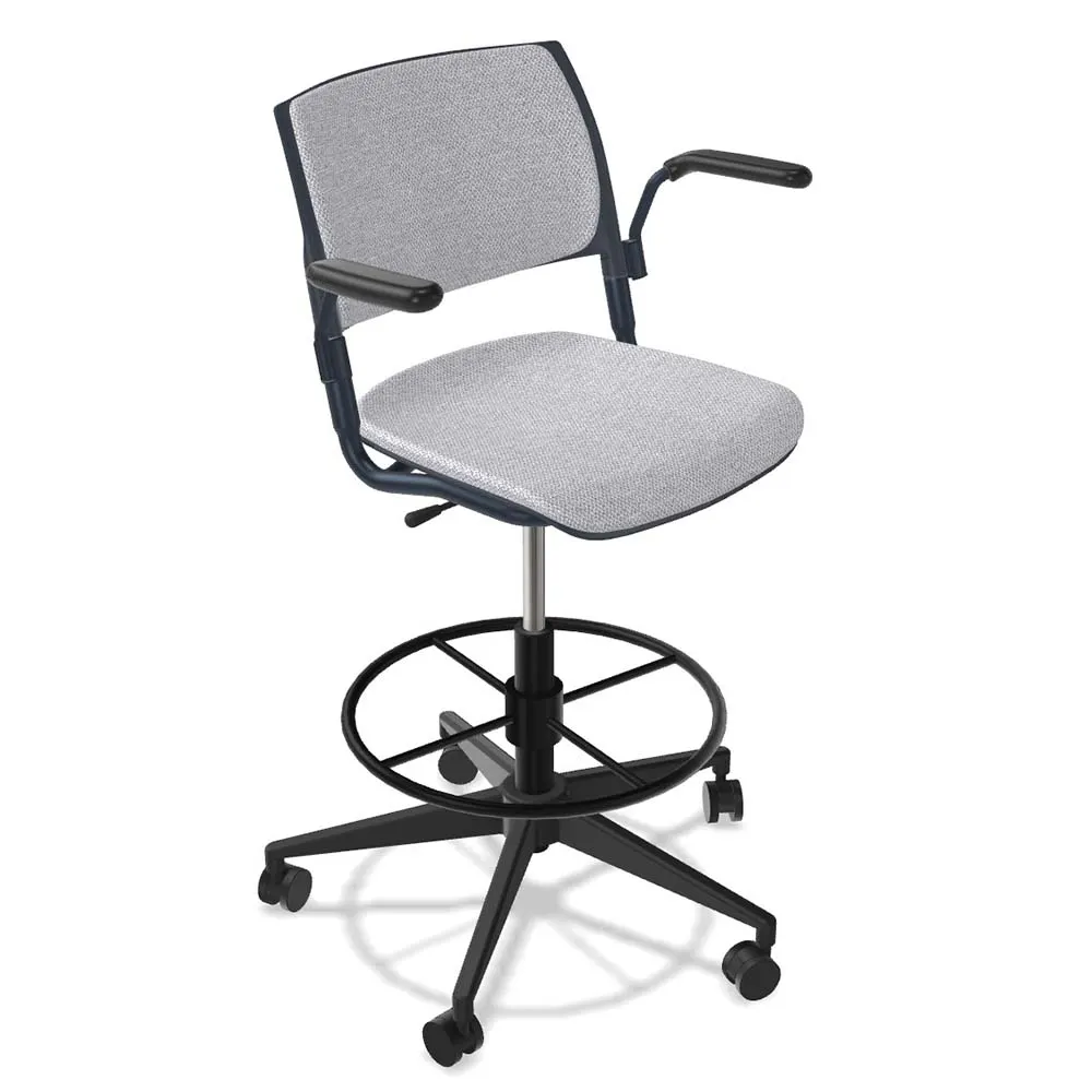 Forbes Industries FGF203 NIMA Upholstered Swivel Bar Stool with Arms, Hard Caster, Upholstered Back and Seat