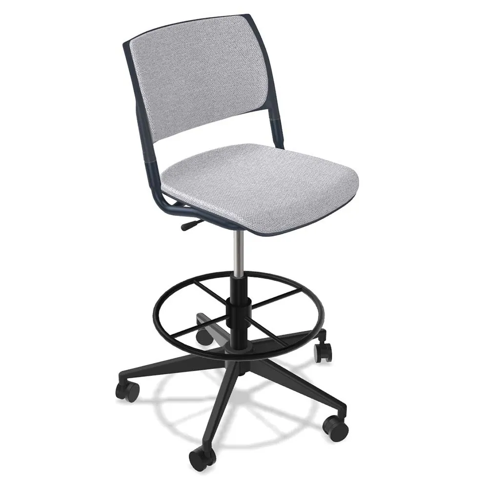 Forbes Industries FGF223 NIMA Upholstered Armless Swivel Bar Stool with Hard Caster, Grade 1 Upholstery