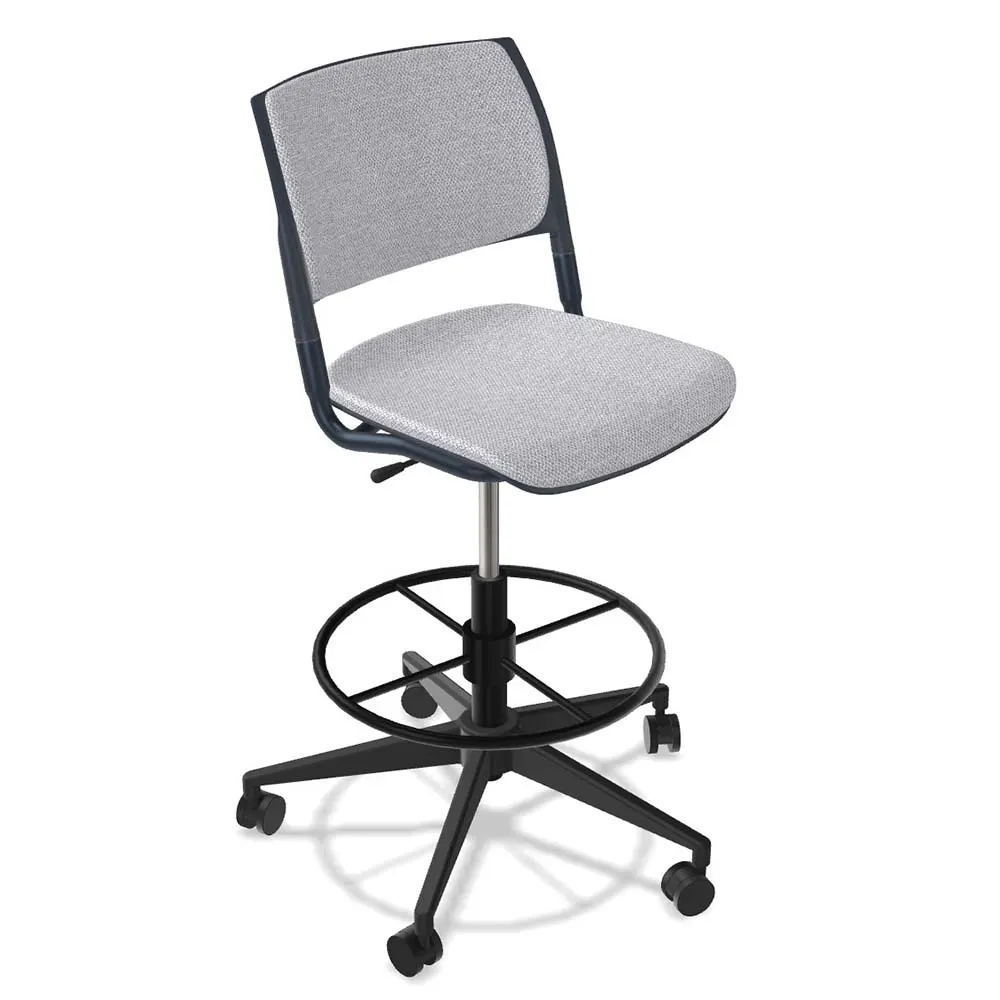 Forbes Industries FGF224 NIMA Upholstered Armless Swivel Bar Stool with Soft Caster Brake