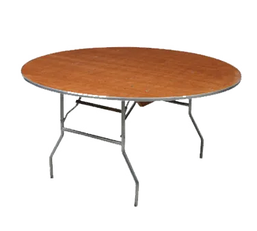 Forbes Industries HO66DI 66" Round Folding Table, Plywood Top, Aluminum Edge, Walnut Finish, 30"H
