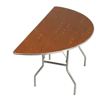 Forbes Industries HOSC48 48" Half-Round Folding Table, 1/2 Circle Plywood Top, Aluminum Edge, 30"H