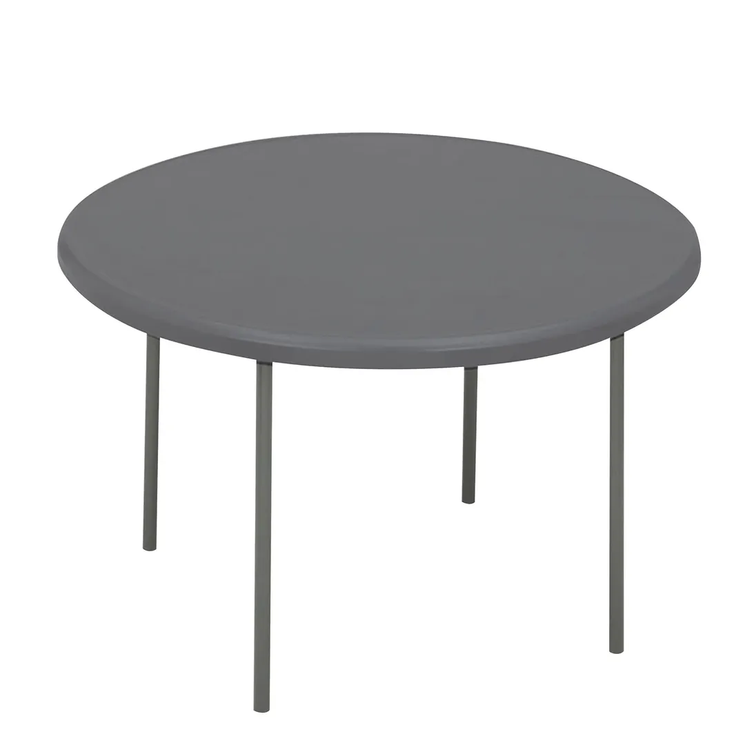 Forbes Industries RS48RDCC-CC Resilient IndestrucTableTOO Series 48" Round Folding Table, Lightweight, 2" Thick Polyethylene Top, Charcoal