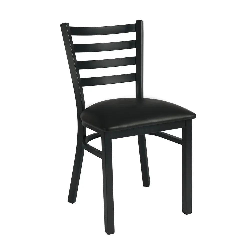 Hubert 32Q-076 CenPro 24" Round Table Set with 4 Black Ladder-Back Chairs, 29" Height
