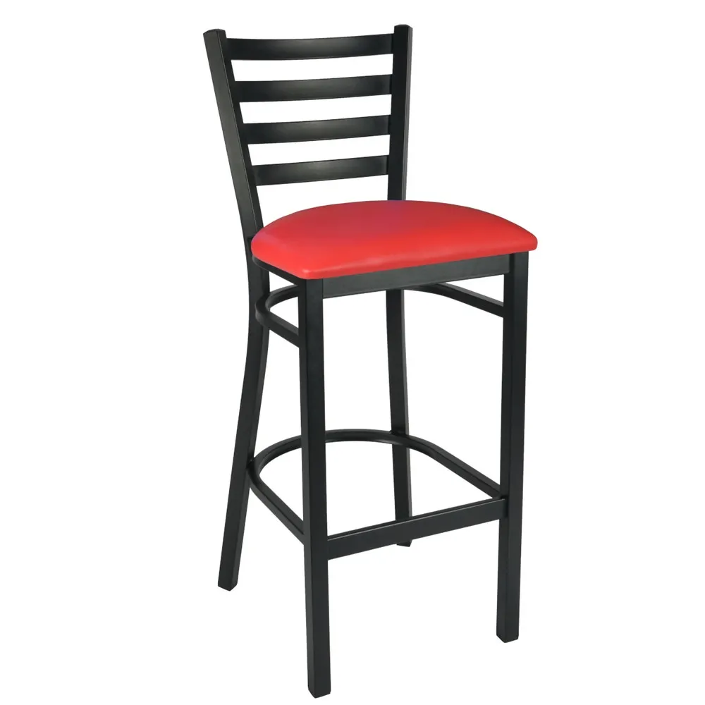 Hubert 32Q-081 CenPro Bar Height Table Set, 24" Round Table, Black/Cherry Finish, 4 Red Chairs