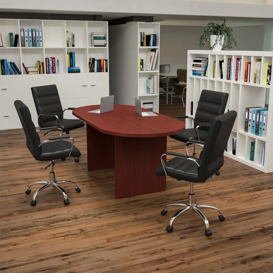 Flash Furniture BLN-6GCCHR2286-BK-GG 72" Oval Lake Table Set with 4 Black LeatherSoft Chairs, 250 lb Weight Capacity