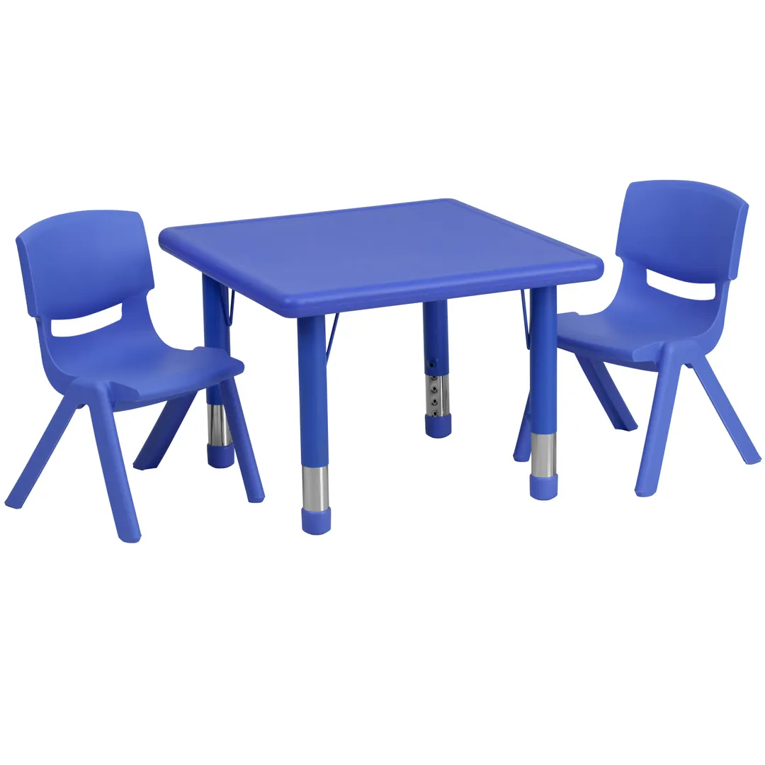 Flash Furniture YU-YCX-0023-2-SQR-TBL-BLUE-R-GG Preschool Activity Table Set, 24x24 Square, Blue, 220 lb Capacity, Plastic Top