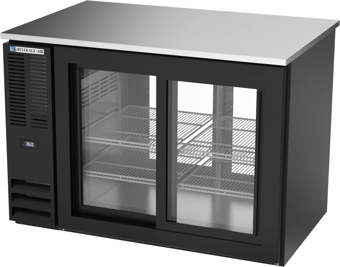 Beverage Air BB48HC-F-GS-PT-B Pass‑Thru, 48"W x 34"H, 15.14 cu ft, Black,4 Sliding Glass,Side‑MtR290