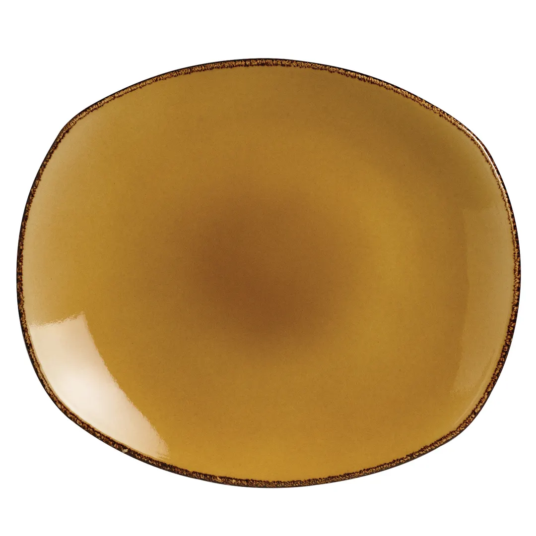 Steelite 11210581 Spice Plate, Oval 8" x 7" x 0.875", Mustard China, Oven Safe 530°F - 24/Case