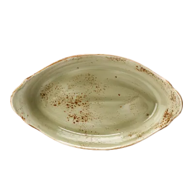 Steelite 11310318 Oval Au Gratin Dish Green Ceramic 6.5 Oz 8.0" x 4.5" x 1.63" 530°F Safe - 24/Case