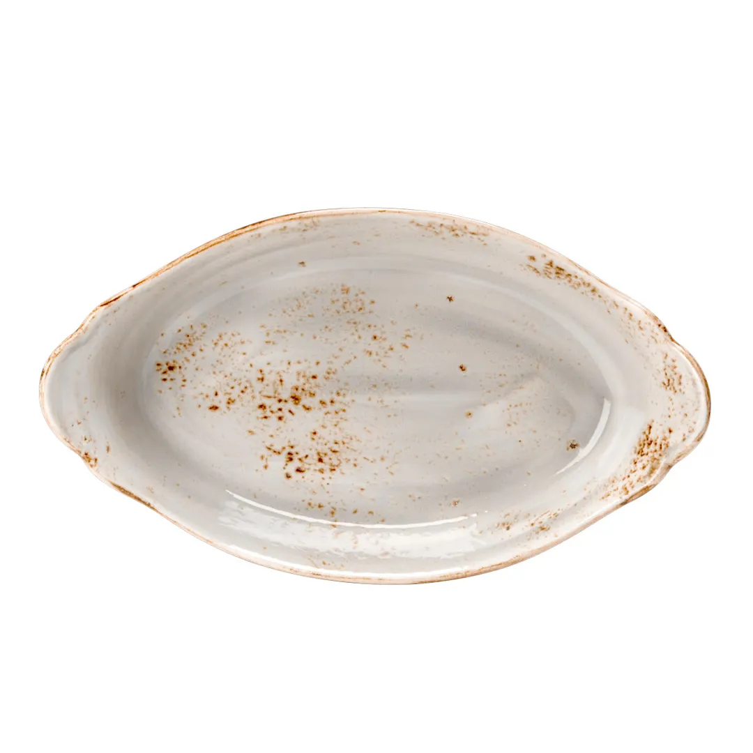 Steelite 11550321 - Oval Gratin Dish, 1.125 Qt 13.5"x7.5"x2.6", Ceramic Oven Safe 530°F - 6/Case