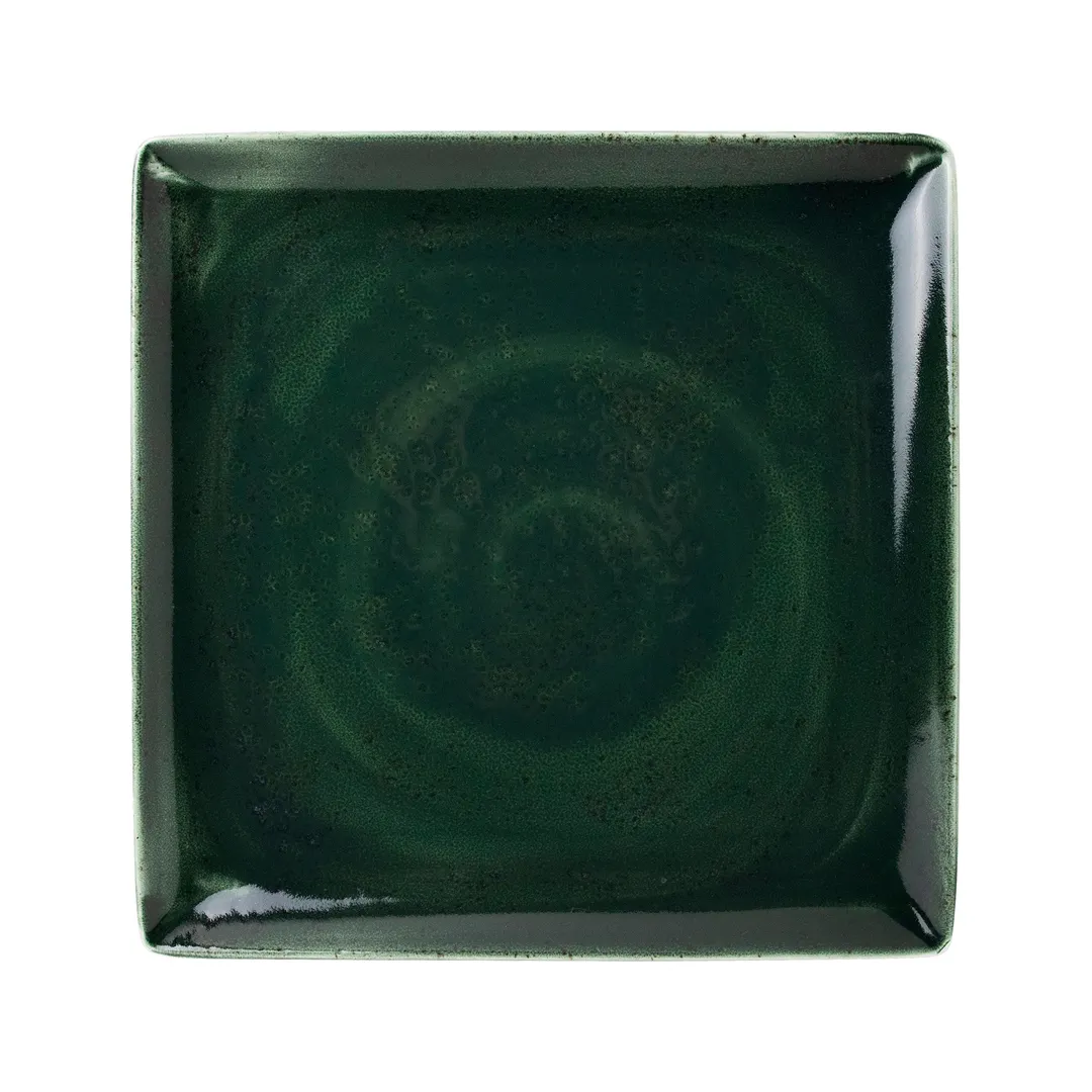 Steelite 12030553 - 10.625" Square China Plate, Burnt Emerald, Vitrified, Oven Safe To 530°F, 6/Case