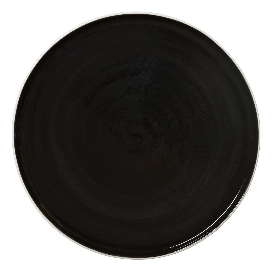 Steelite 12050635 - 11.25" Round Black Vitrified China Plate, Stackable, Nyx, 0.5" Height - 6/Case