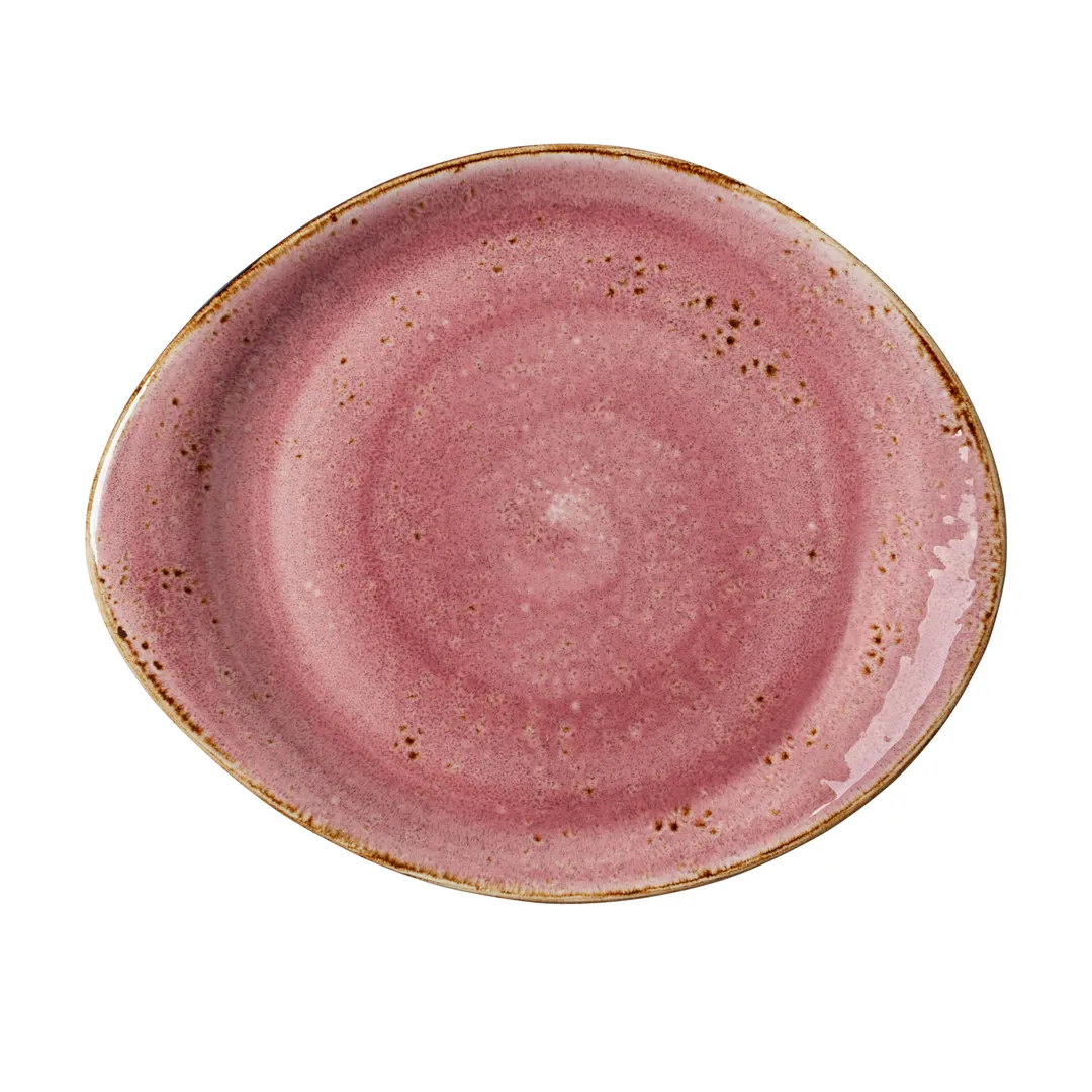 Steelite 12100521 - Raspberry Plate 10.0" x 8.125" Ceramic Vitrified Rim, Oven Safe 530°F - 1 Dozen