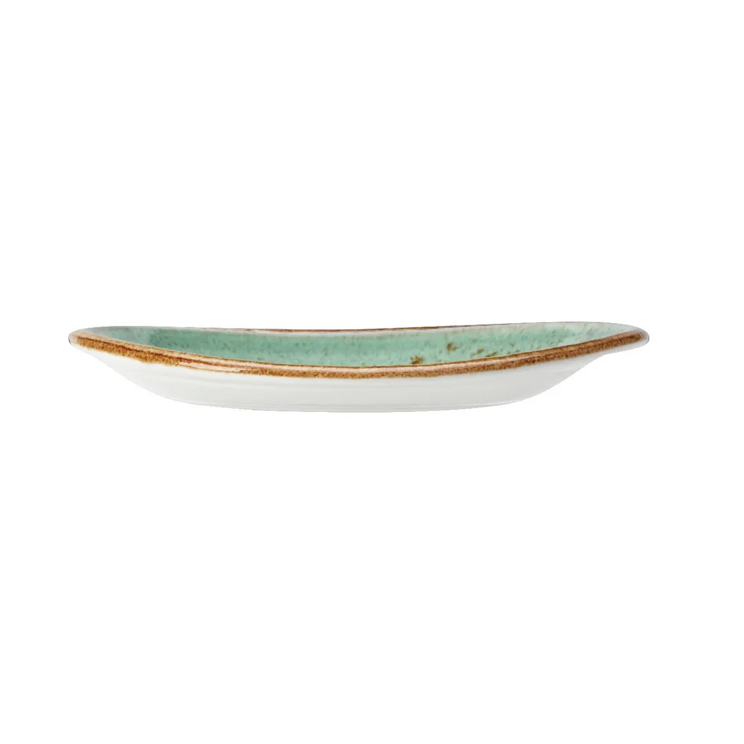 Steelite 12130521 Aqua China Plate 10" x 8.125" x 1" FreeForm NarrowRim Oven Safe 530°F - 1 Dozen