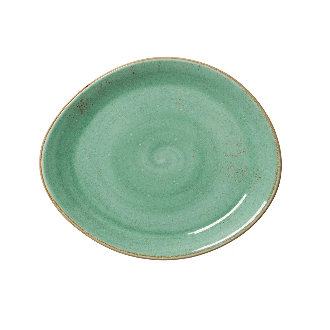 Steelite 12130521 Aqua China Plate 10" x 8.125" x 1" FreeForm NarrowRim Oven Safe 530°F - 1 Dozen