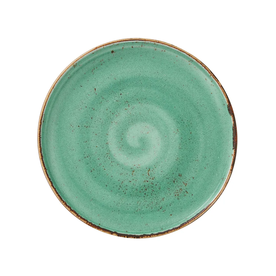 Steelite 12130636 Stack Plate, 10" Round Aqua Ceramic, Vitrified, Oven Safe to 530°F 275°C - 1 Dozen