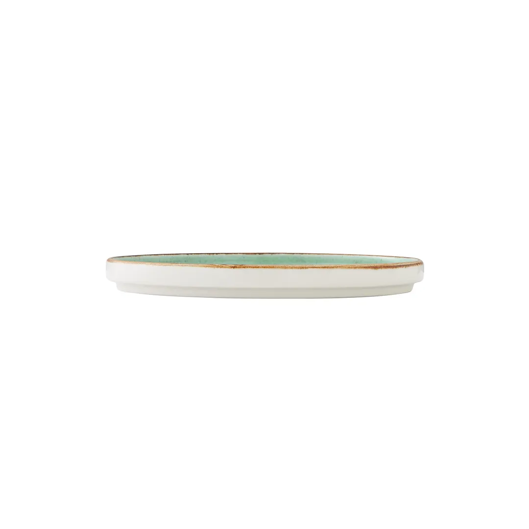 Steelite 12130637 - 8" x 0.5" Round Aqua Ceramic Plate, Vitrified, Oven Safe to 530°F, 1 Dozen
