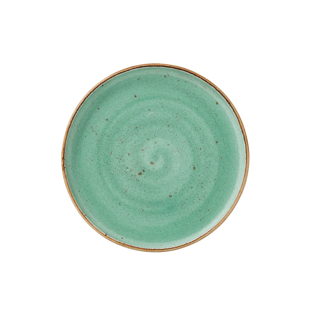 Steelite 12130637 - 8" x 0.5" Round Aqua Ceramic Plate, Vitrified, Oven Safe to 530°F, 1 Dozen