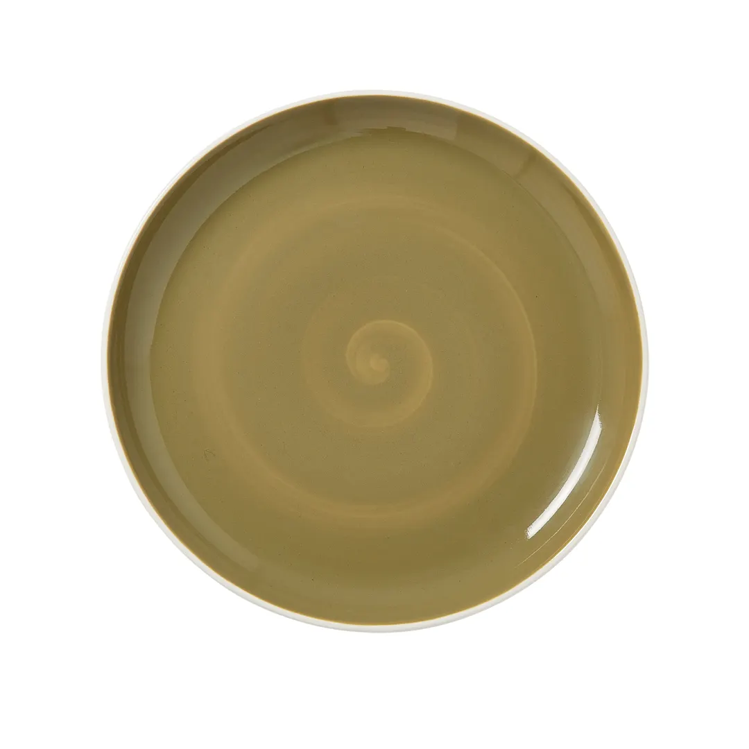 Steelite 12200634 - Coupe Plate, 10" Diameter, Olive Ceramic, Alumina Vitrified, Coupe Rim, 12/Case