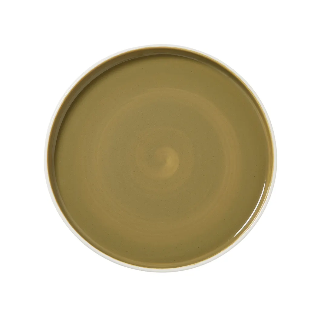 Steelite 12200636 - Stack Plate, 10" x 0.5" Round Olive Alumina Vitrified Ceramic, 1 Dozen