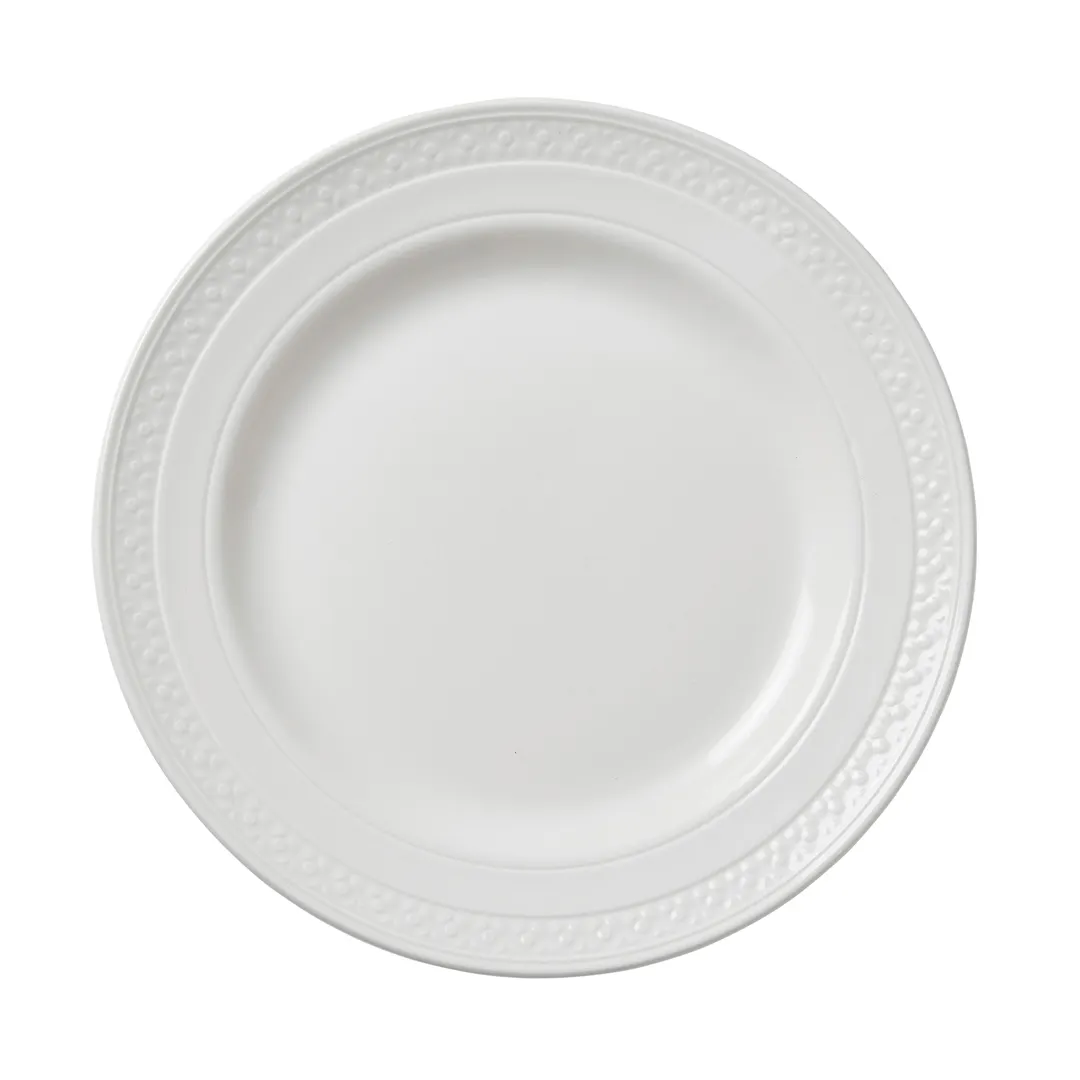 Steelite 1403X0112 - 10" Round Beaded China Plate, Ceramic, Oven Safe 530°F 275°C - 1 Dozen