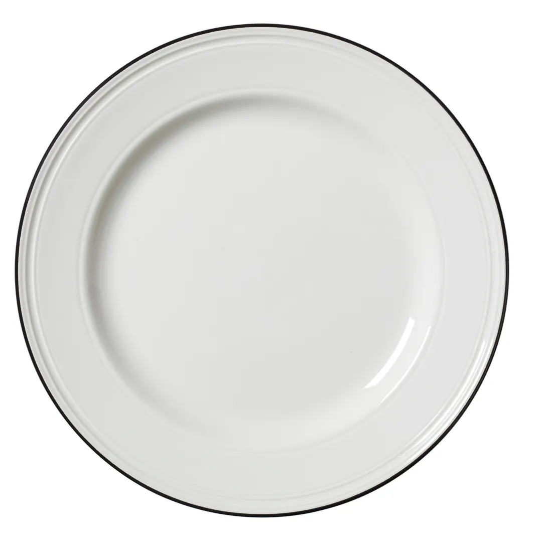 Steelite 1406X0101 11.25" Round Ceramic Plate Black Band, Vitrified, Oven Safe To 530°F - 6/Case