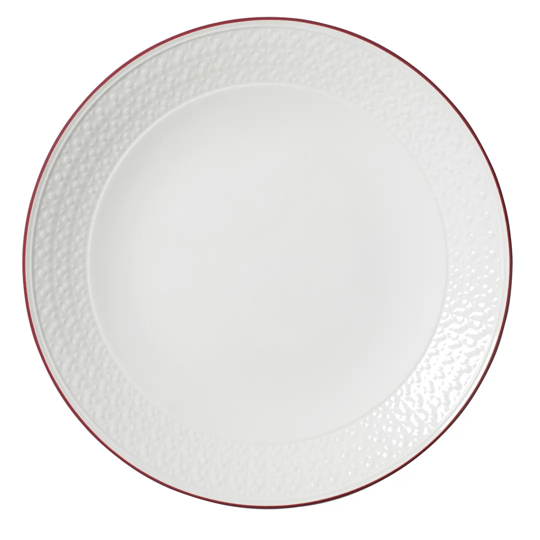 Steelite 1407X0103 Coupe Plate, 11-1/4" Ceramic With Maroon Bead Band, Oven Safe 530°F - 6/Case