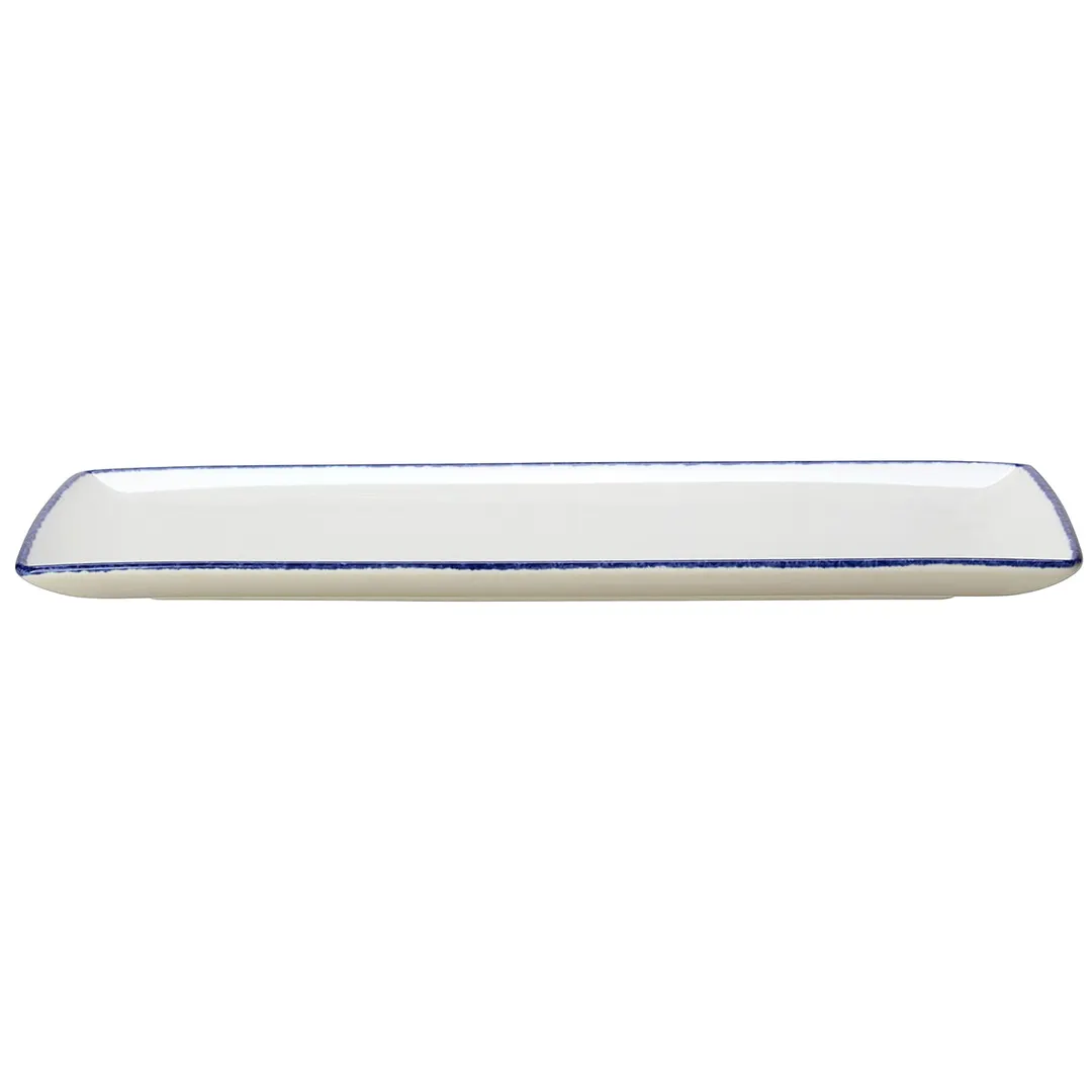 Steelite 17100556 Rectangle Tray 13" x 7.5" x 0.75" Dapple Blue Ceramic Oven Safe To 530°F - 6/Case