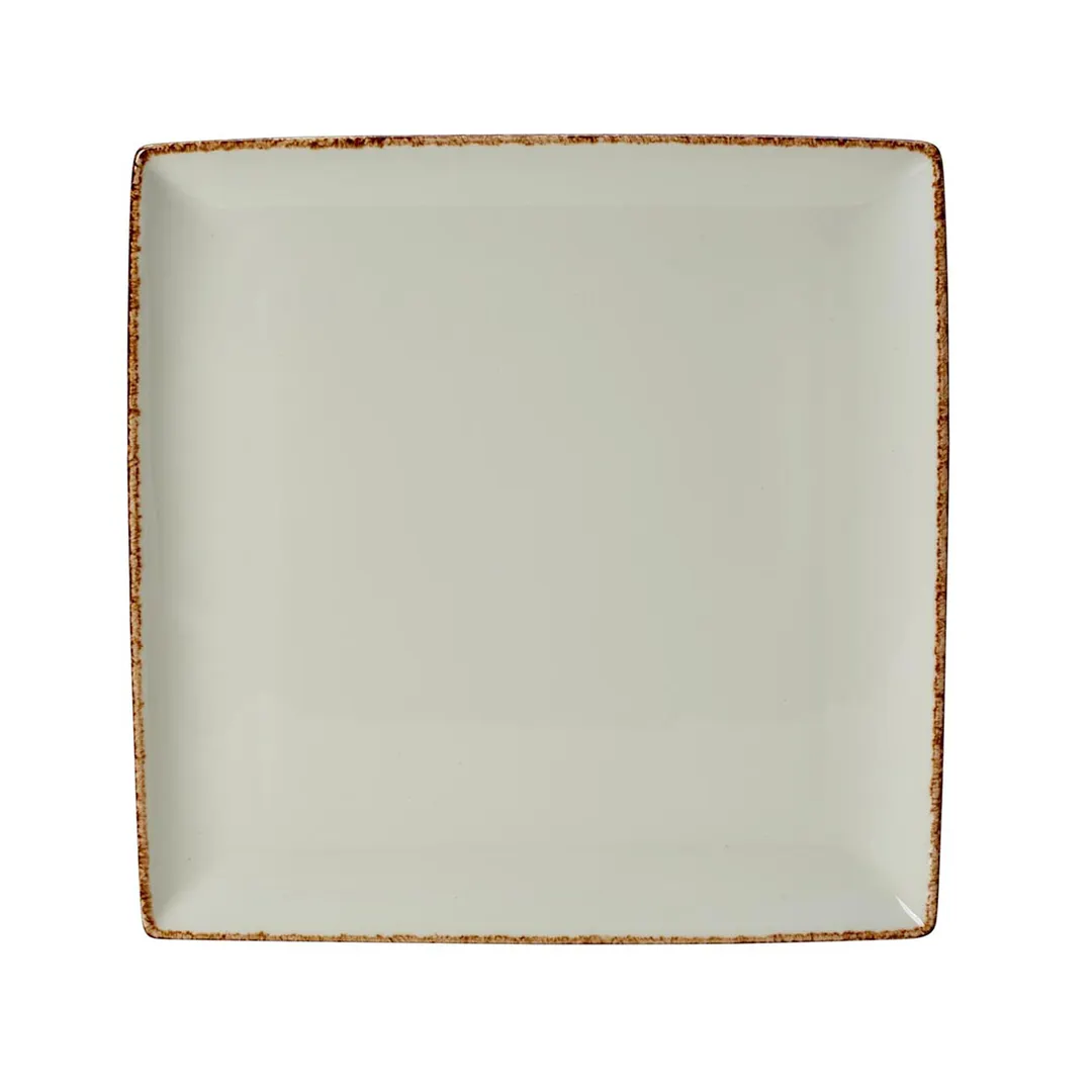Steelite 17140553 - 10.5" x 10.5" x 0.75" Sq Brown China Plate Dapple Finish Oven Safe 530F - 6/Case