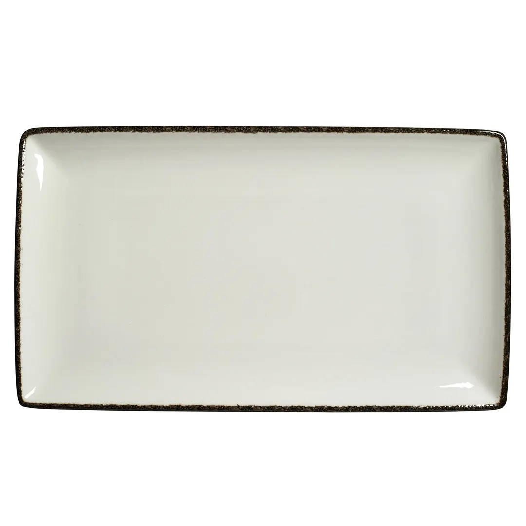 Steelite 17560618 Dapple Charcoal Rectangle Platter, 8" x 4", China, Oven Safe 530°F - 6/Case