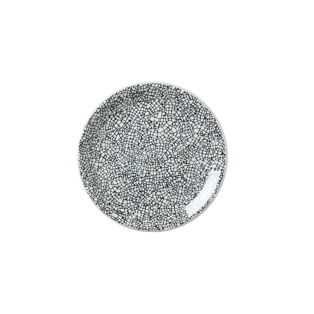 Steelite 17600568 Coupe Plate, 6" Ceramic, Ink Crackle Black, Vitrified, Oven Safe 530°F - 1 Dozen