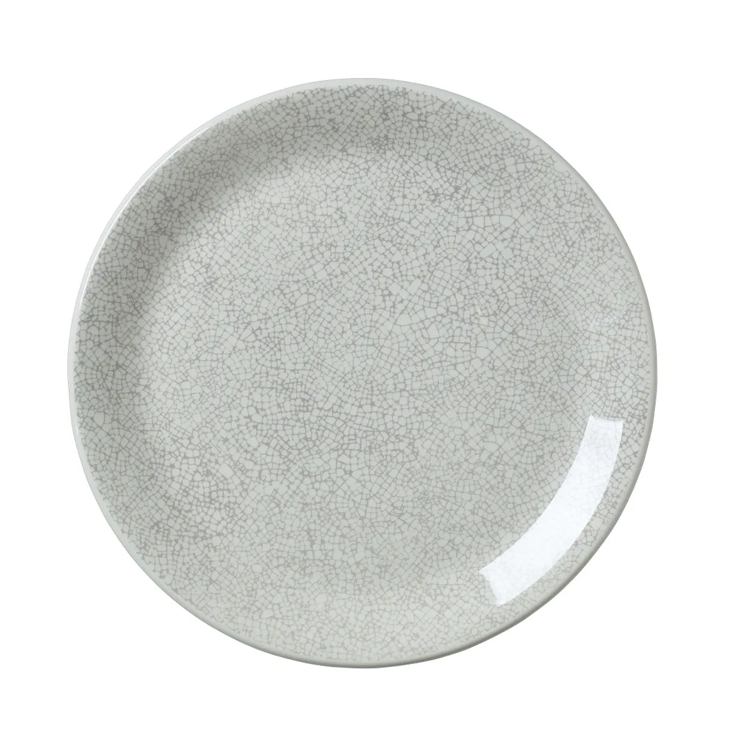 Steelite 17610566 - 10" Round Coupe Rim Ceramic Plate, Crackle Grey, Oven Safe 530°F, 1 Dozen