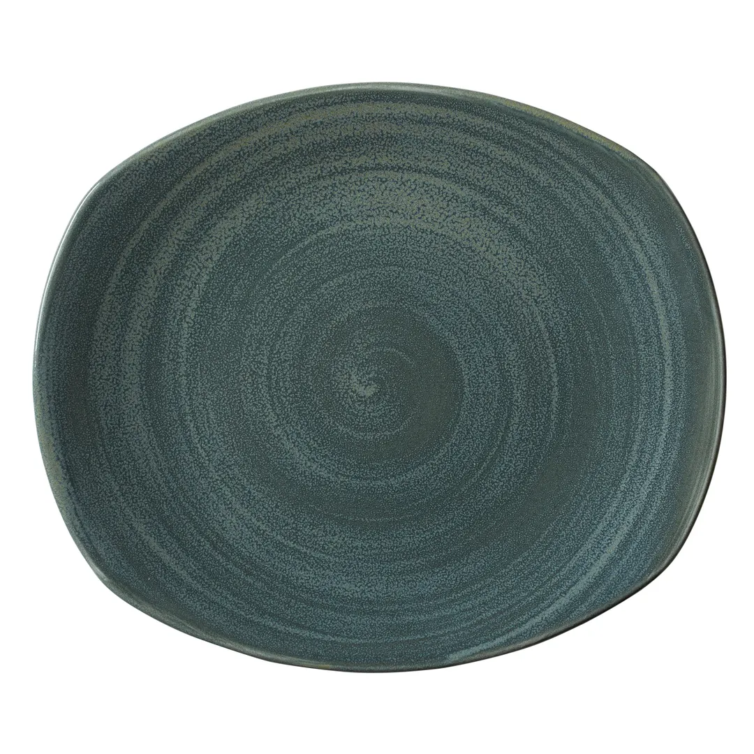 Steelite 17780579 Spice Plate, 12" Oval Jade Ceramic, Oven Safe to 530°F, 12 per case - 1 Dozen