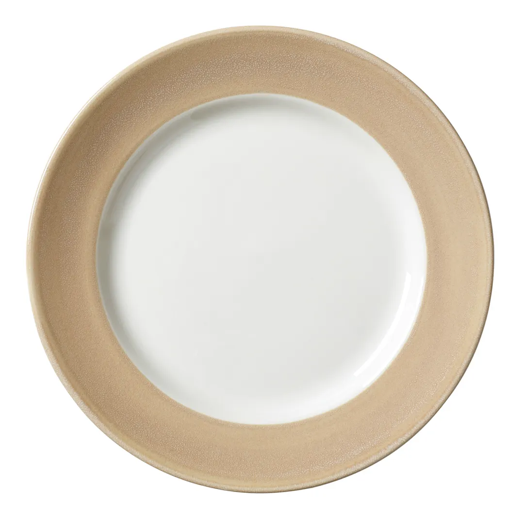 Steelite 17910812 10.625" Round Ceramic Plate, Sandstone Alumina Vitrified, Revolution Edge - 1 Dozen