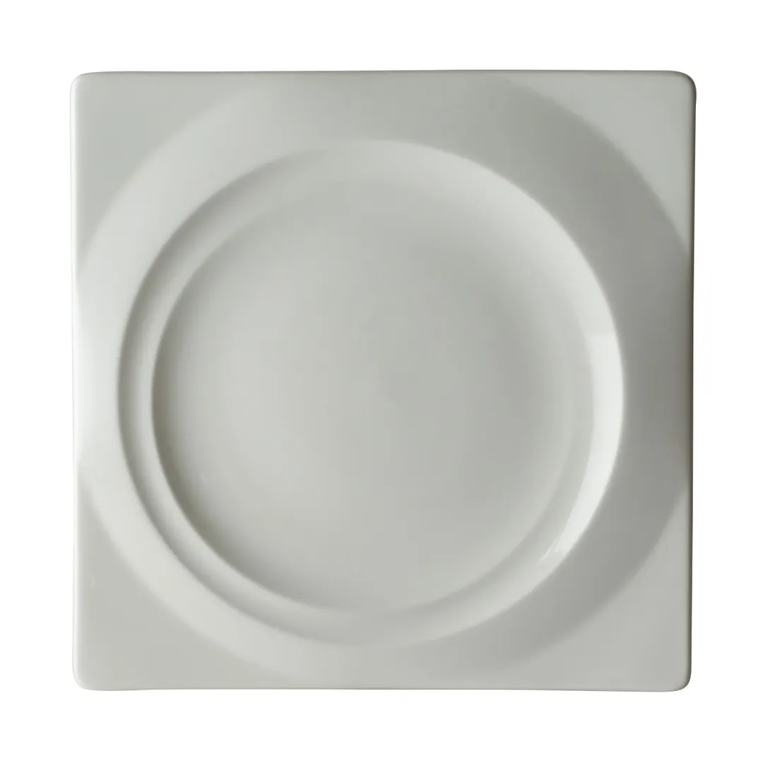 Steelite 41145ST1216 - Square Bone China Plate, 10.25" x 10.25", Embossed Rim - 1 Dozen