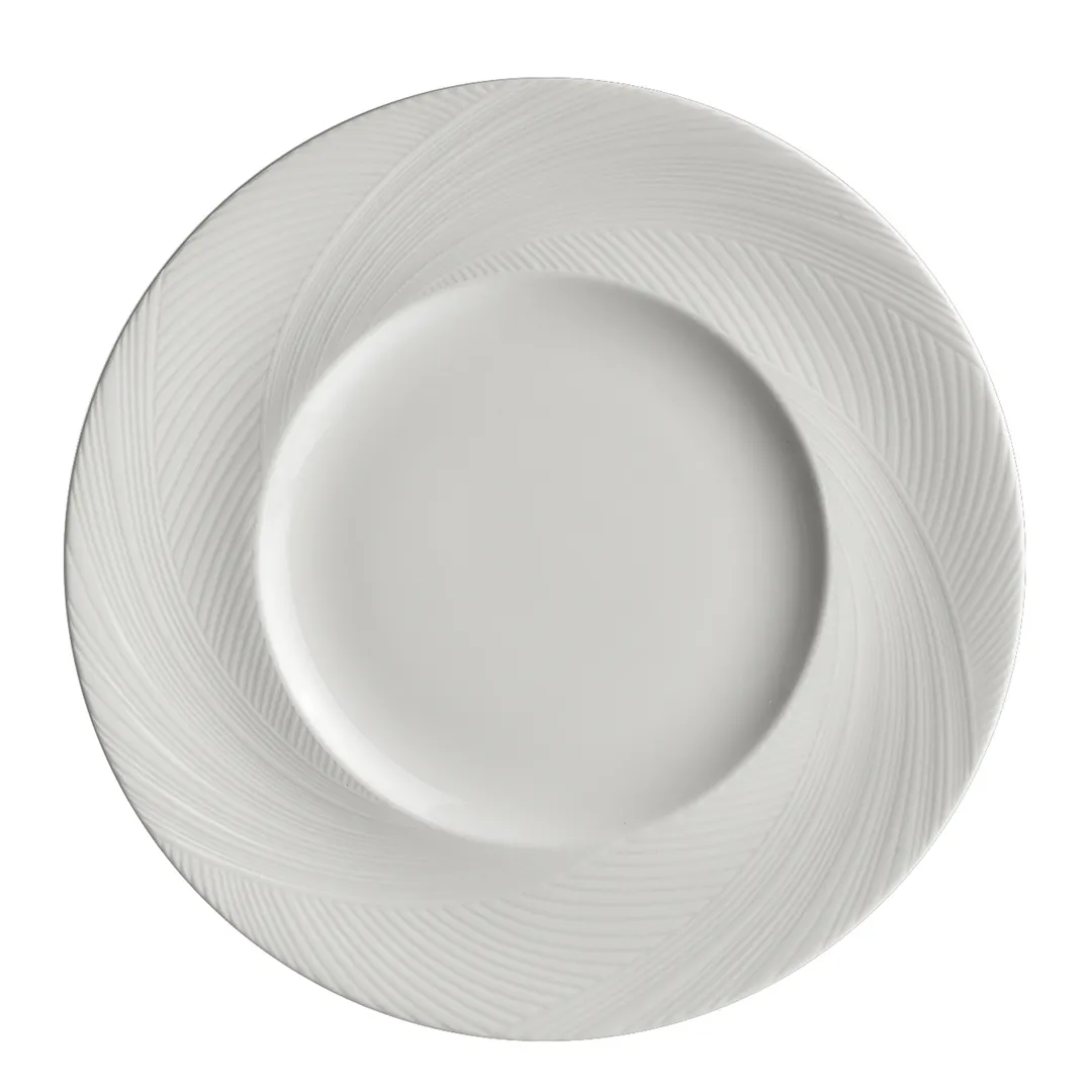 Steelite 4411RF002 - 11" Wide Rim Round Bone China Plate, 11" Diameter - 1 Dozen