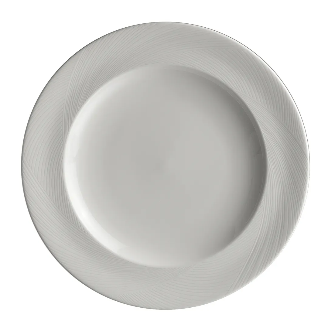 Steelite 4411RF004 Banquet Rim Plate, 9" Round Bone China, Medium Rim - 1 Dozen