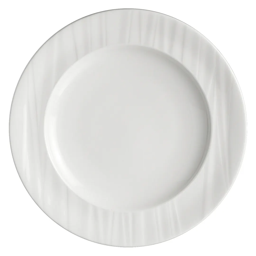 Steelite 4412RF004 Banquet Rim Plate, 9" Round Bone China, Ruche Folio, Dishwasher Safe - 24/Case