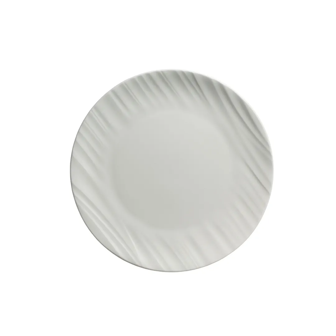 Steelite 4412RF042 Coupe Rim 9" Round Bone China Plate Ruche Folio Design Dishwasher Safe - 24/Case